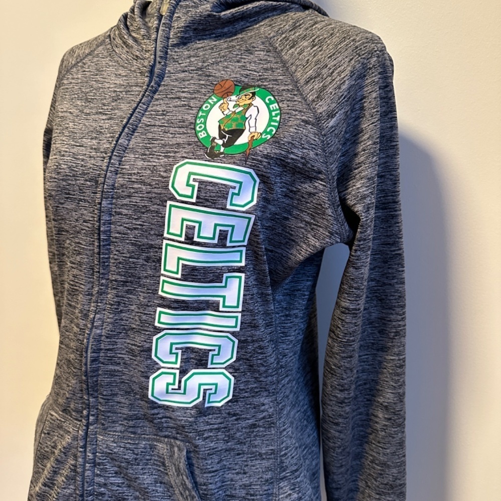 *CARL BANKS* Heather Gray Long Sleeve Celtics Zip-Up Hoodies Size Small - Picture 3 of 8